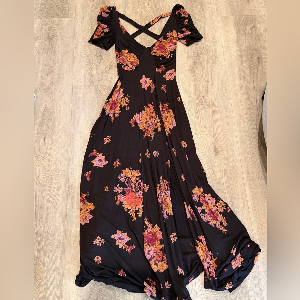 Free People Floral Black Maxi Dress